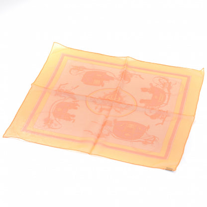 Hermes Silk Mousseline Ex Libris Pocket Square Orange 2 of 5