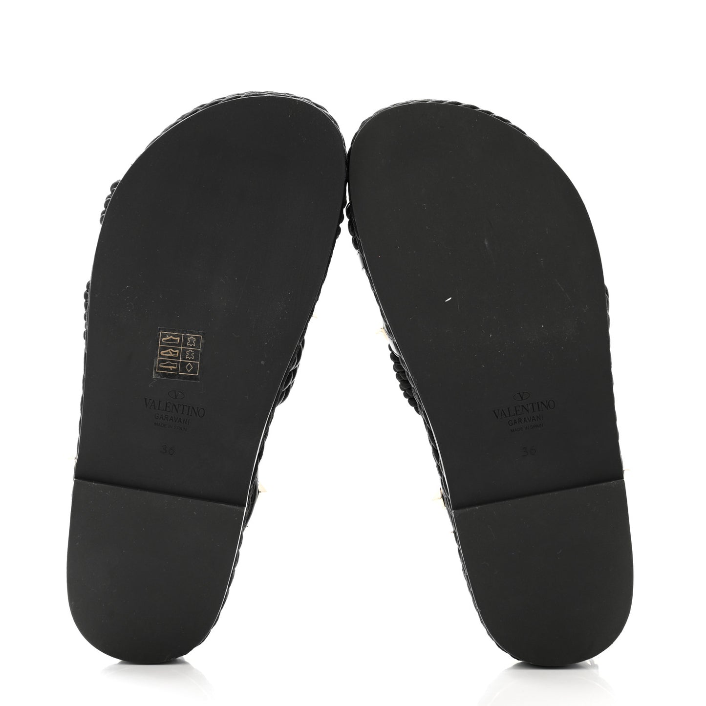 Calfskin Rockstud Torchon Flatform Espadrille Sandals 36 Black