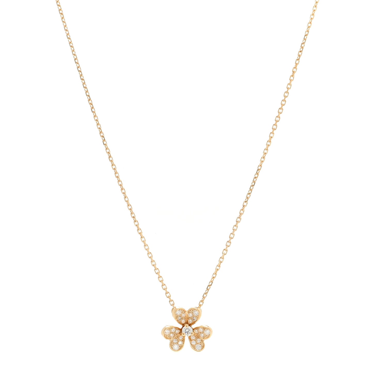 18K Yellow Gold Diamond Mini Frivole Pendant Pave Necklace