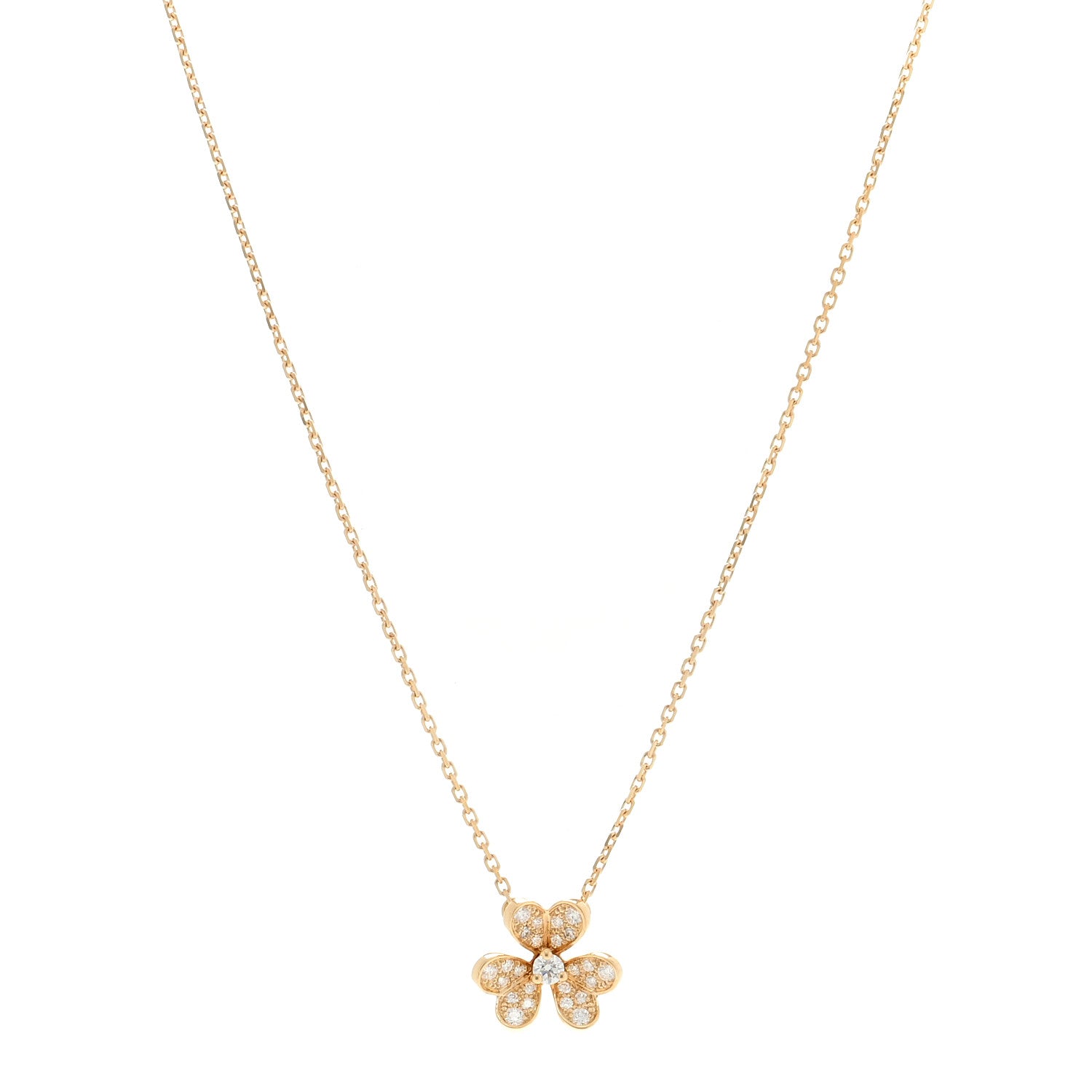 Van Cleef & Arpels 18K Yellow Gold Diamond Mini Frivole Pendant Pave Necklace 1 of 5