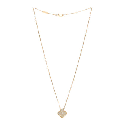 Van Cleef & Arpels 18K Yellow Gold Diamond Yellow Mother of Pearl Vintage Alhambra Pendant Necklace 3 of 6