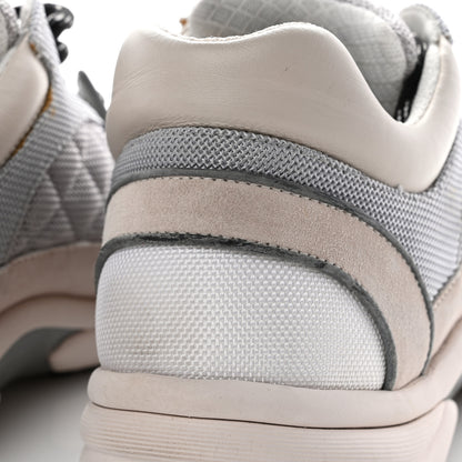 Chanel Mesh Suede Calfskin Grained Calfskin Mens CC Sneakers 45 Gray White 16 of 18