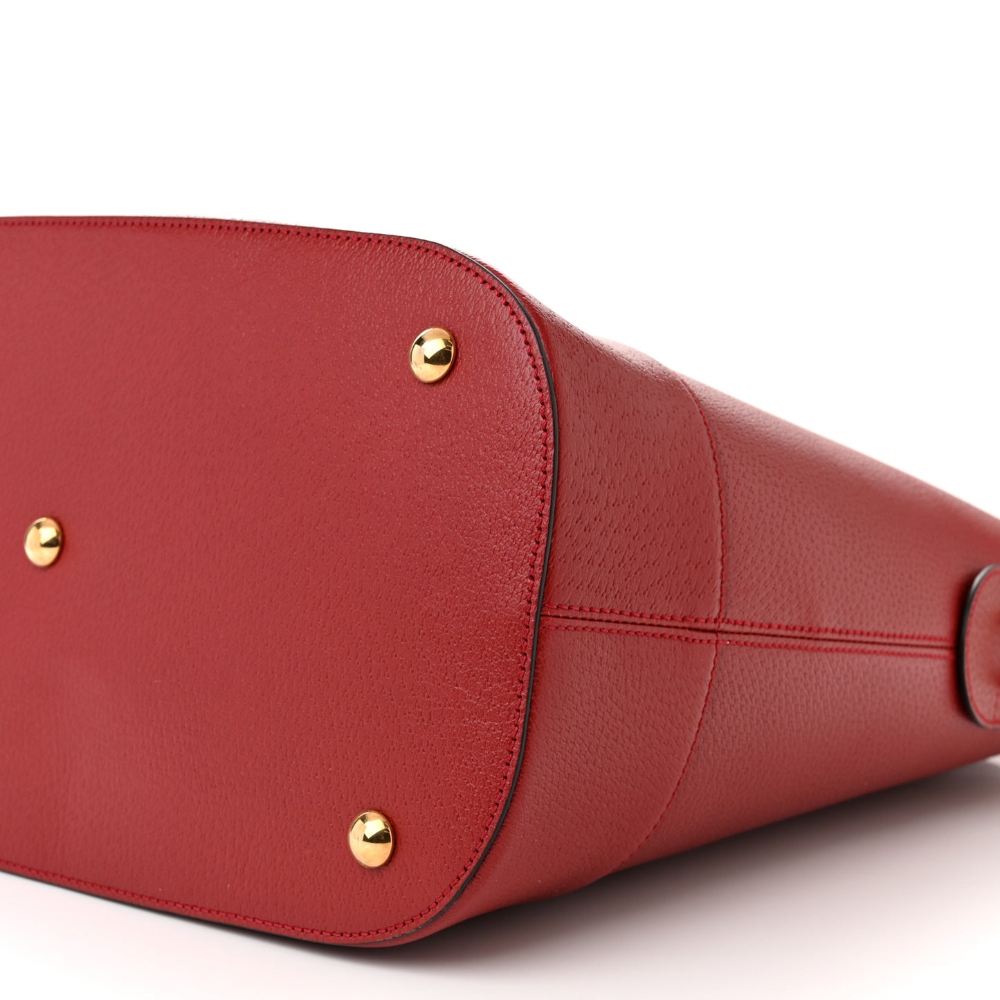 Textured Dollar Calfskin Web Small Savoy Bowling Tote Red