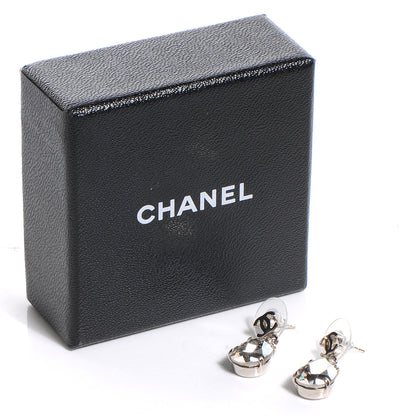 Chanel CC Crystal Teardrop Dangle Earrings Silver 4 of 4