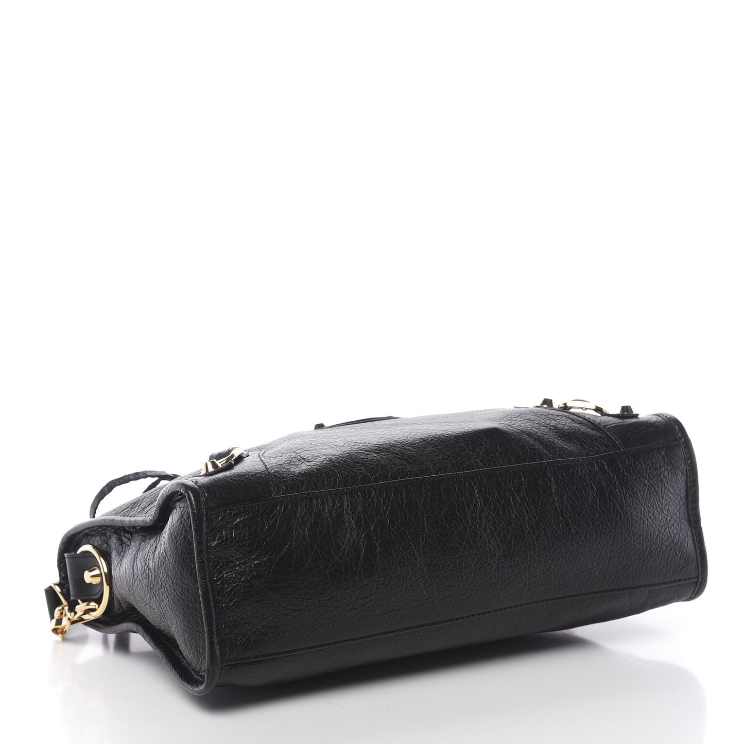 Agneau Classic Gold Hardware S City Graffiti Logo Strap Black