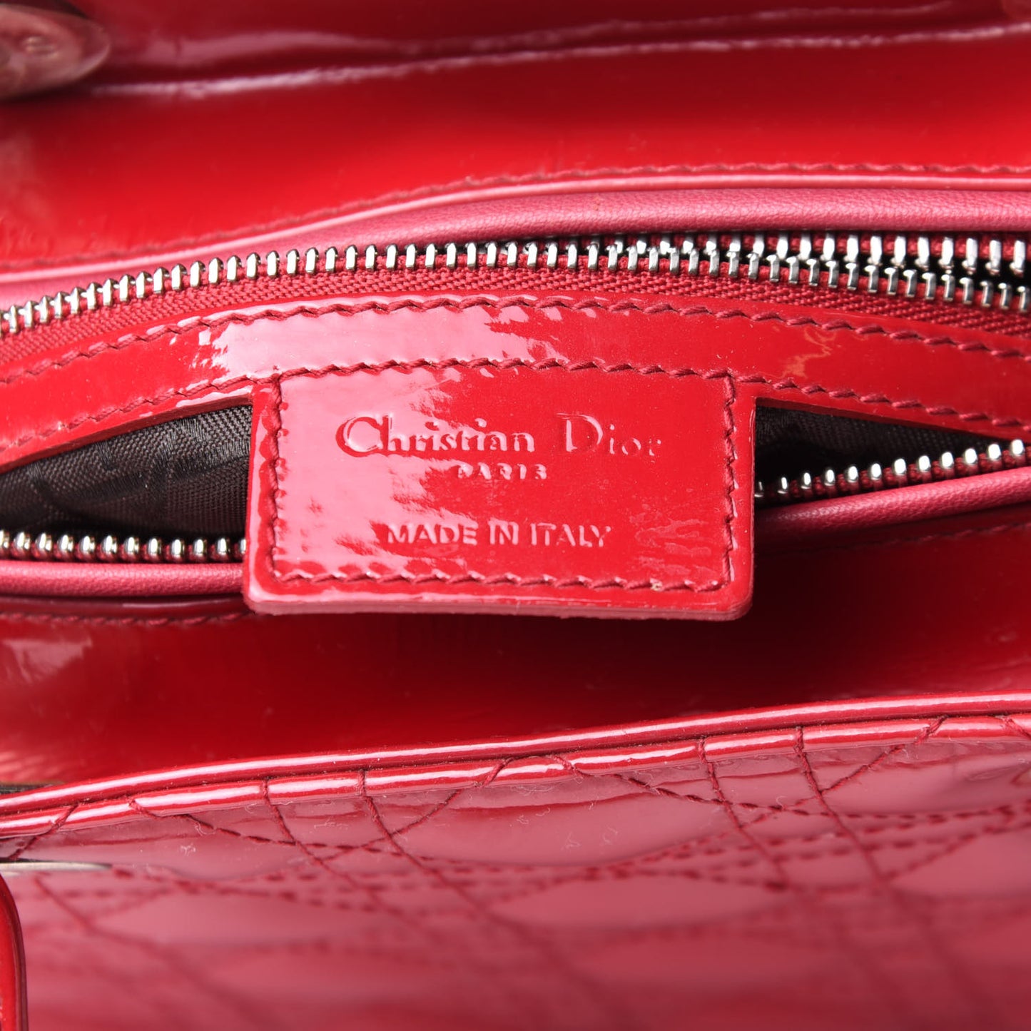 Patent Cannage Large Lady Dior Red