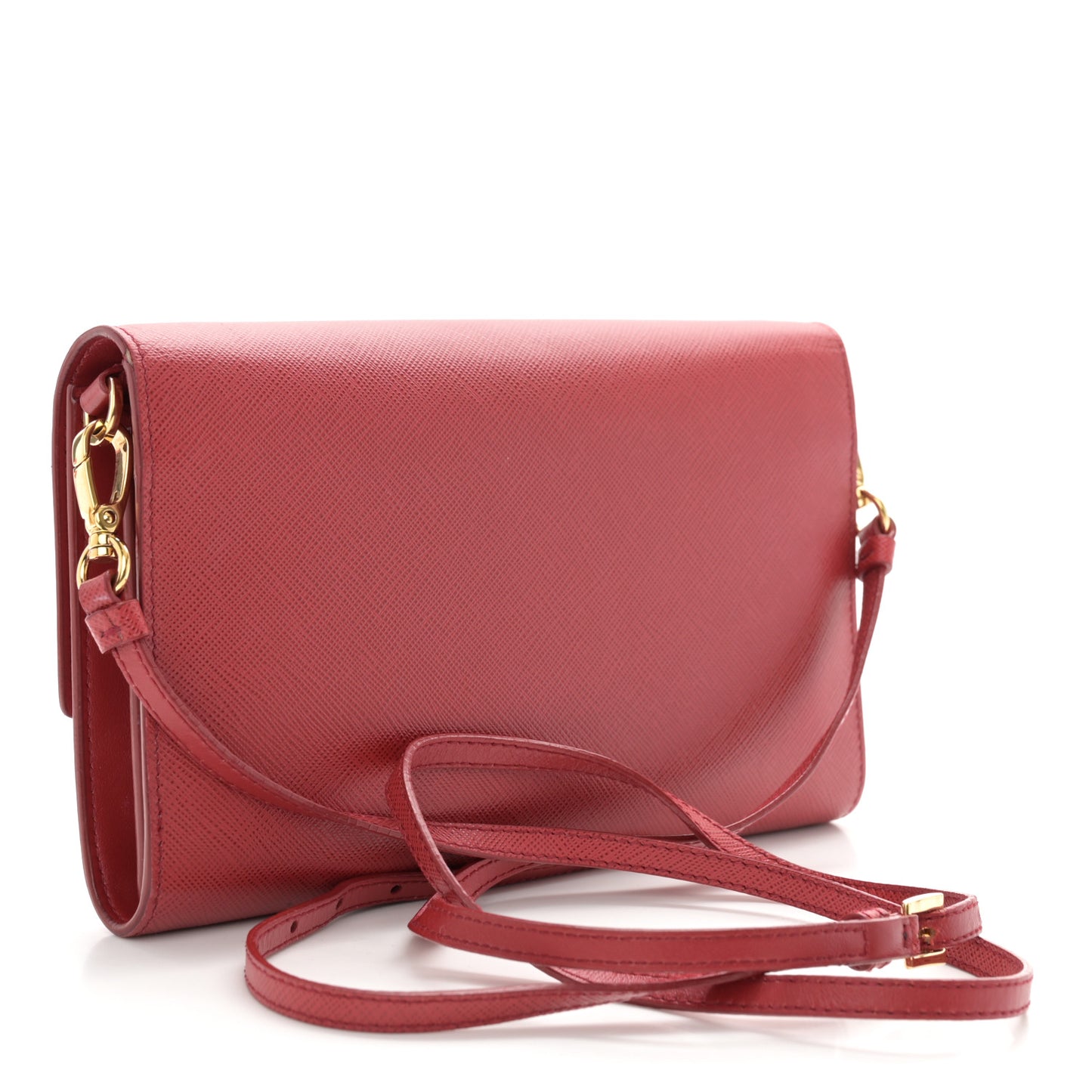 Saffiano Wallet With Shoulder Strap Fuoco