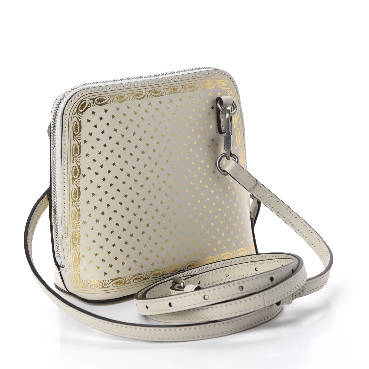 Gucci X SEGA Calfskin GUCCY Stars Mini Dome Shoulder Bag Mystic White Gold 3 of 10