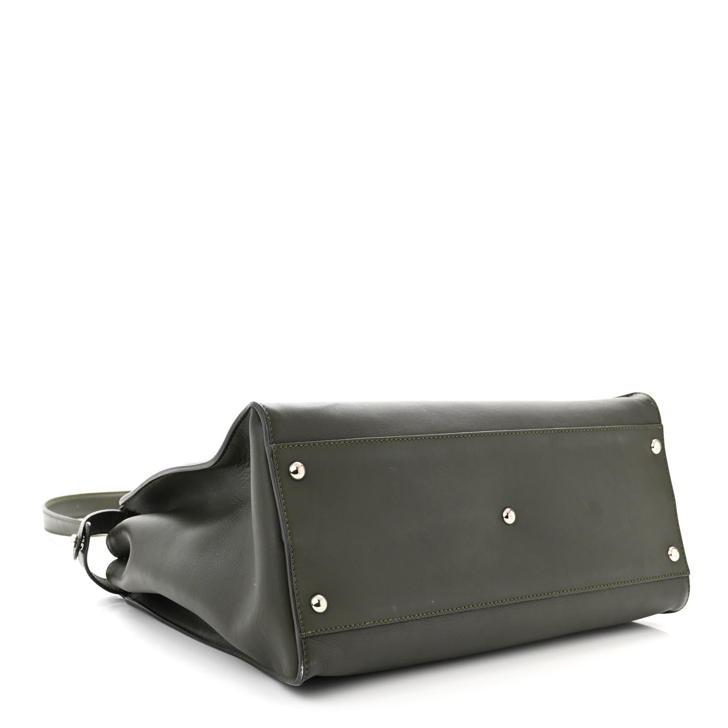 Fendi Vitello Seta Shiny Nappa Large Peekaboo Iconic Satchel Verde Prato 4 of 18