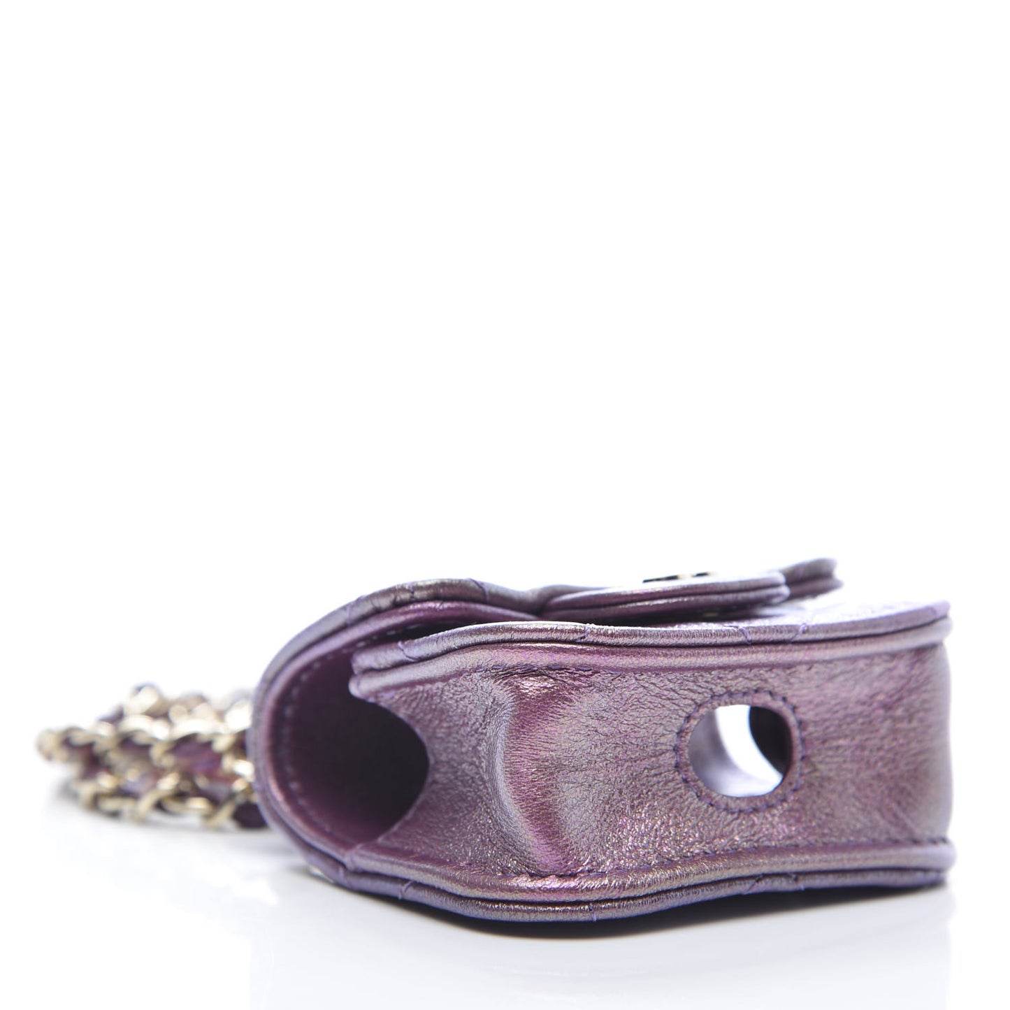 Iridescent Lambskin Quilted Airpods Pro Case Purple
