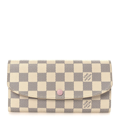 Louis Vuitton Damier Azur Emilie Wallet Rose Ballerine 1 of 7