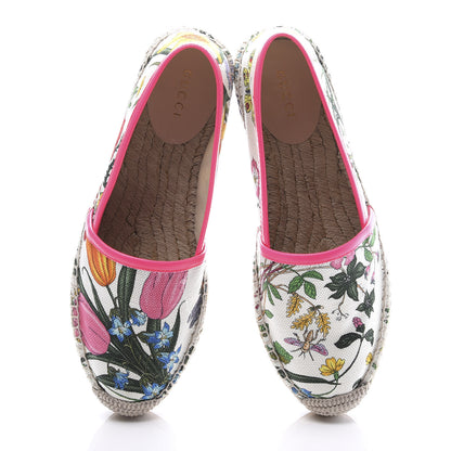 Gucci Canvas Flora Print Espadrilles 36 White Multicolor Fuxia 5 of 9