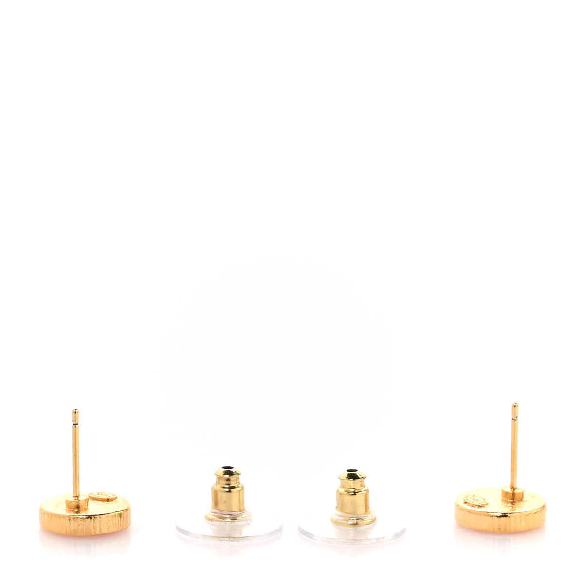 Metal Enamel CC Round Earrings Gold Pink