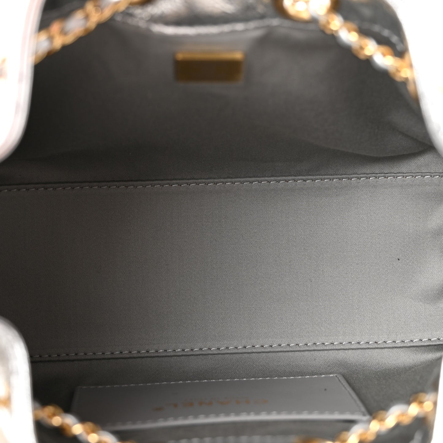 Metallic Aged Calfskin Quilted Mini Chanel 25 Handbag Silver