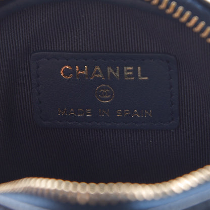 Chanel Metallic Caviar Quilted Zip Around Classic Coin Purse Dark Blue 6 of 8