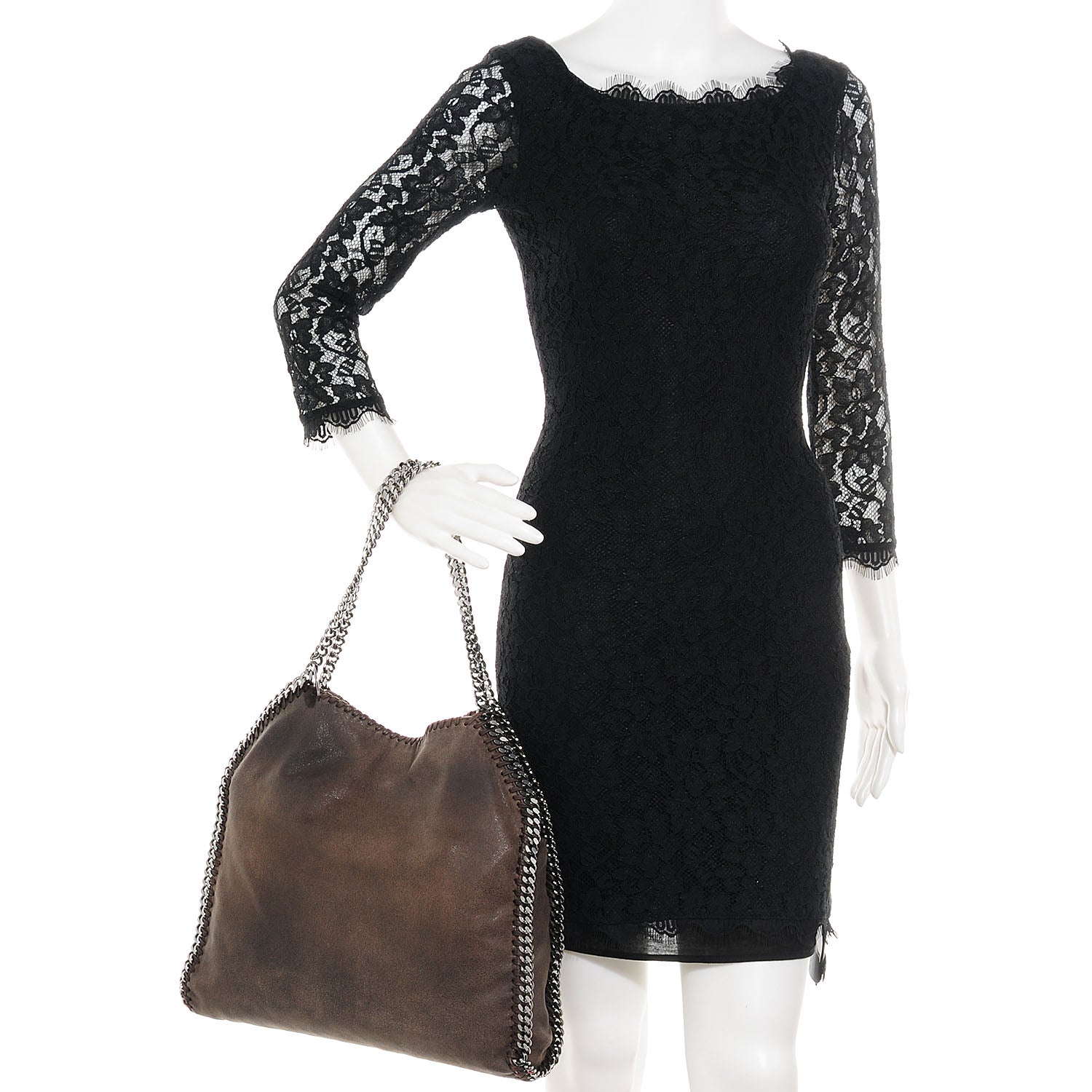 Stella McCartney Faux Leather Shaggy Deer Small Falabella Tote Brown 2 of 7