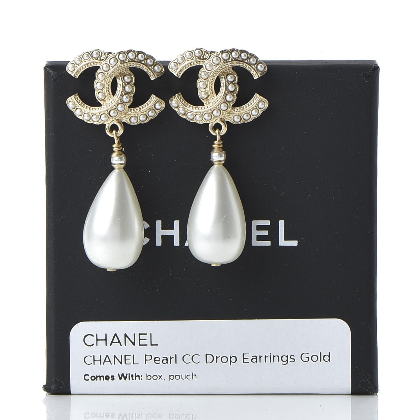Pearl CC Drop Earrings Gold Pearly White