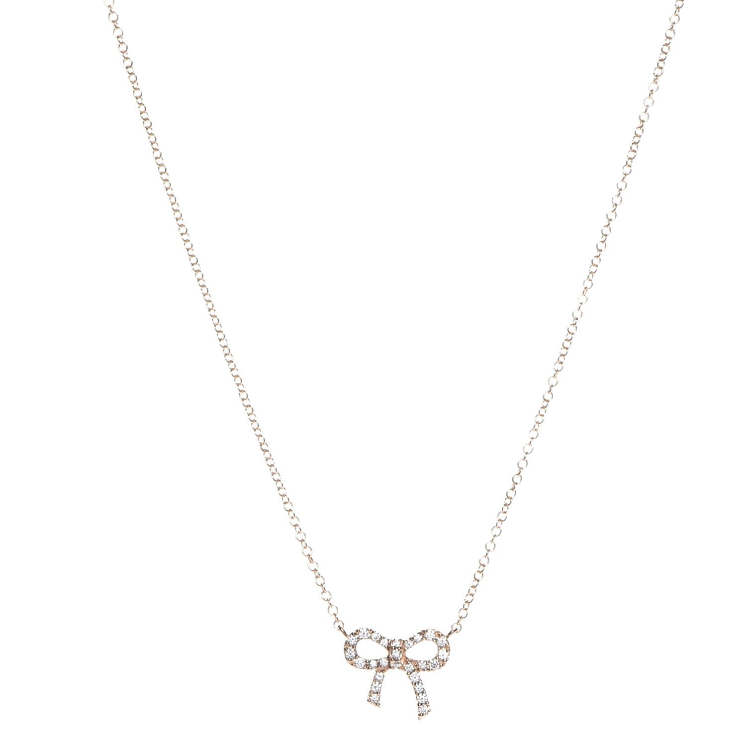 Tiffany 18K Yellow Gold Diamond Bow Pendant Necklace 1 of 8