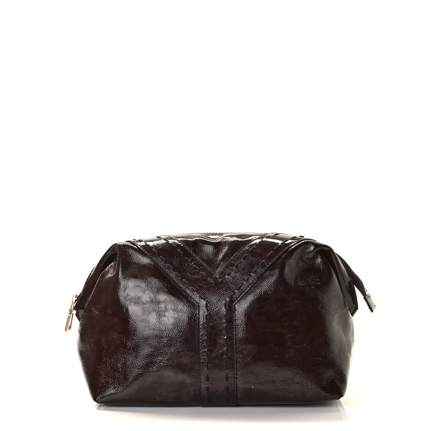 Saint Laurent Patent Muse Cosmetic Case Burgundy 1 of 7