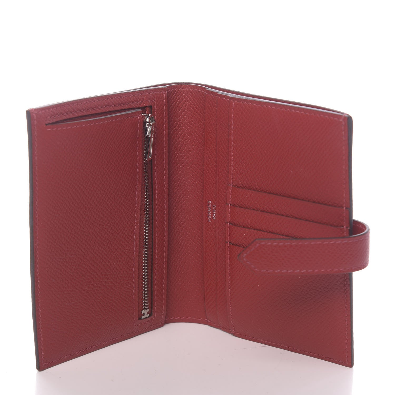 Hermes Epsom Bearn Compact Wallet Rouge Casaque 5 of 7