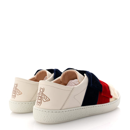 Gucci Calfskin Velvet Womens Bow Ace Sneakers 35.5 White 5 of 11