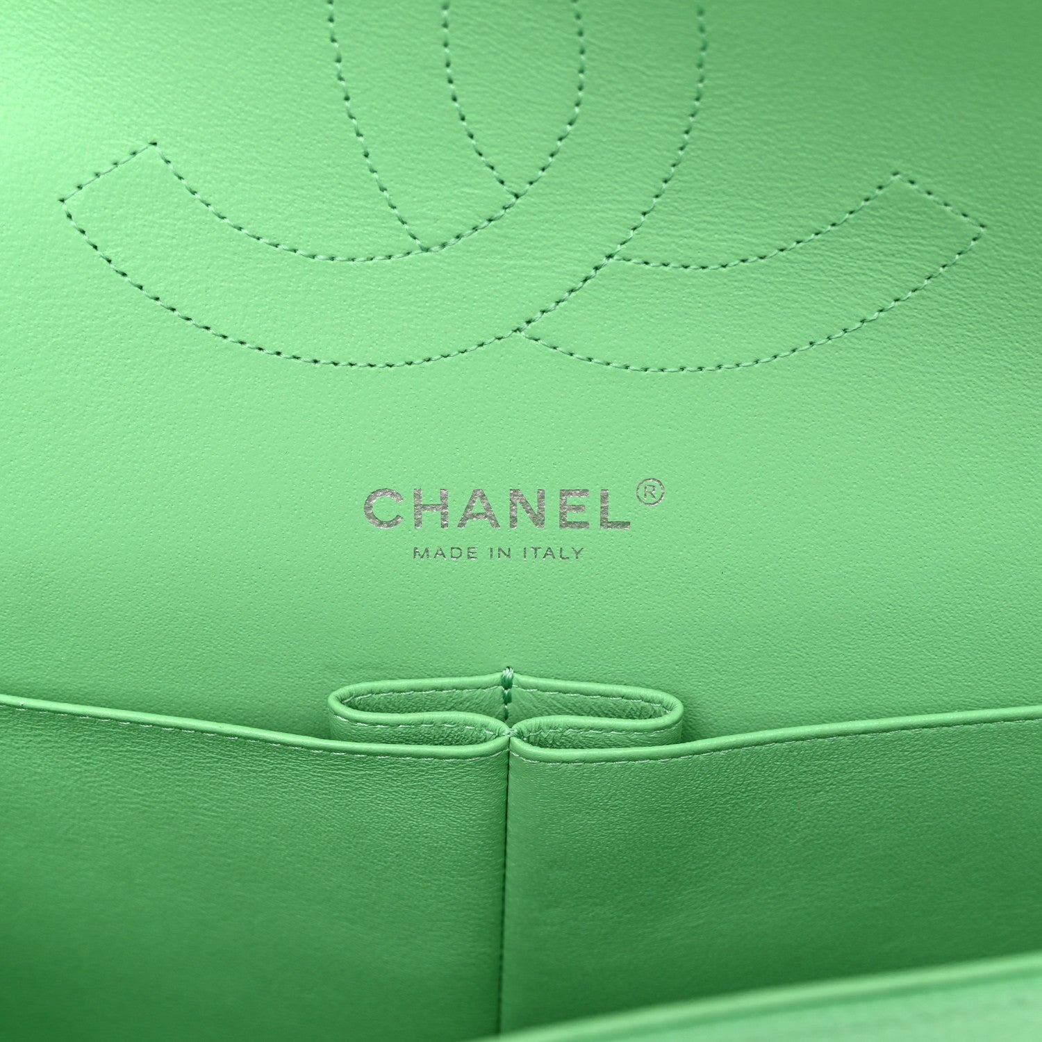 Chanel Caviar Chevron Quilted Jumbo Double Flap Green 6 of 11