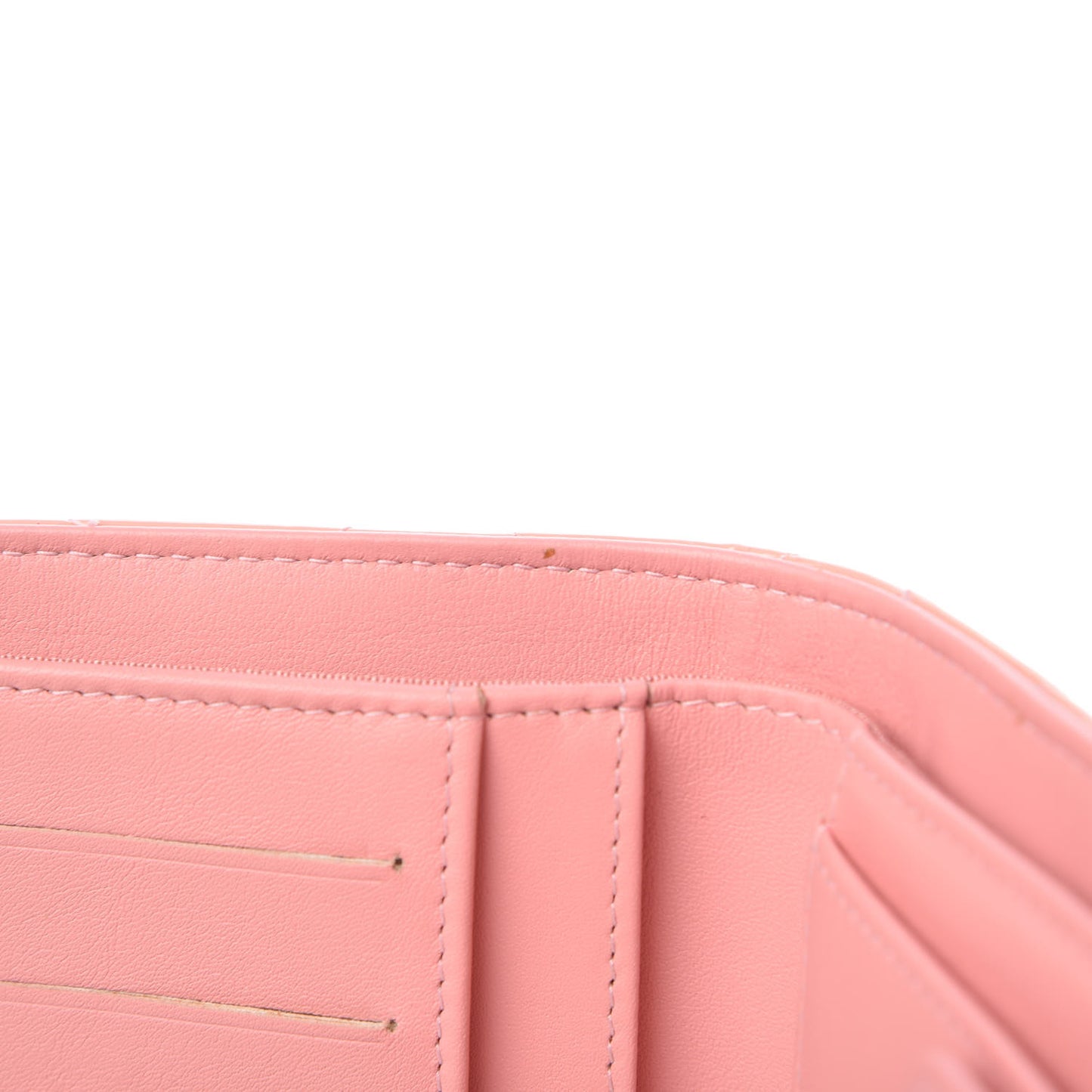 Patent Quilted Long Flap Wallet Pink