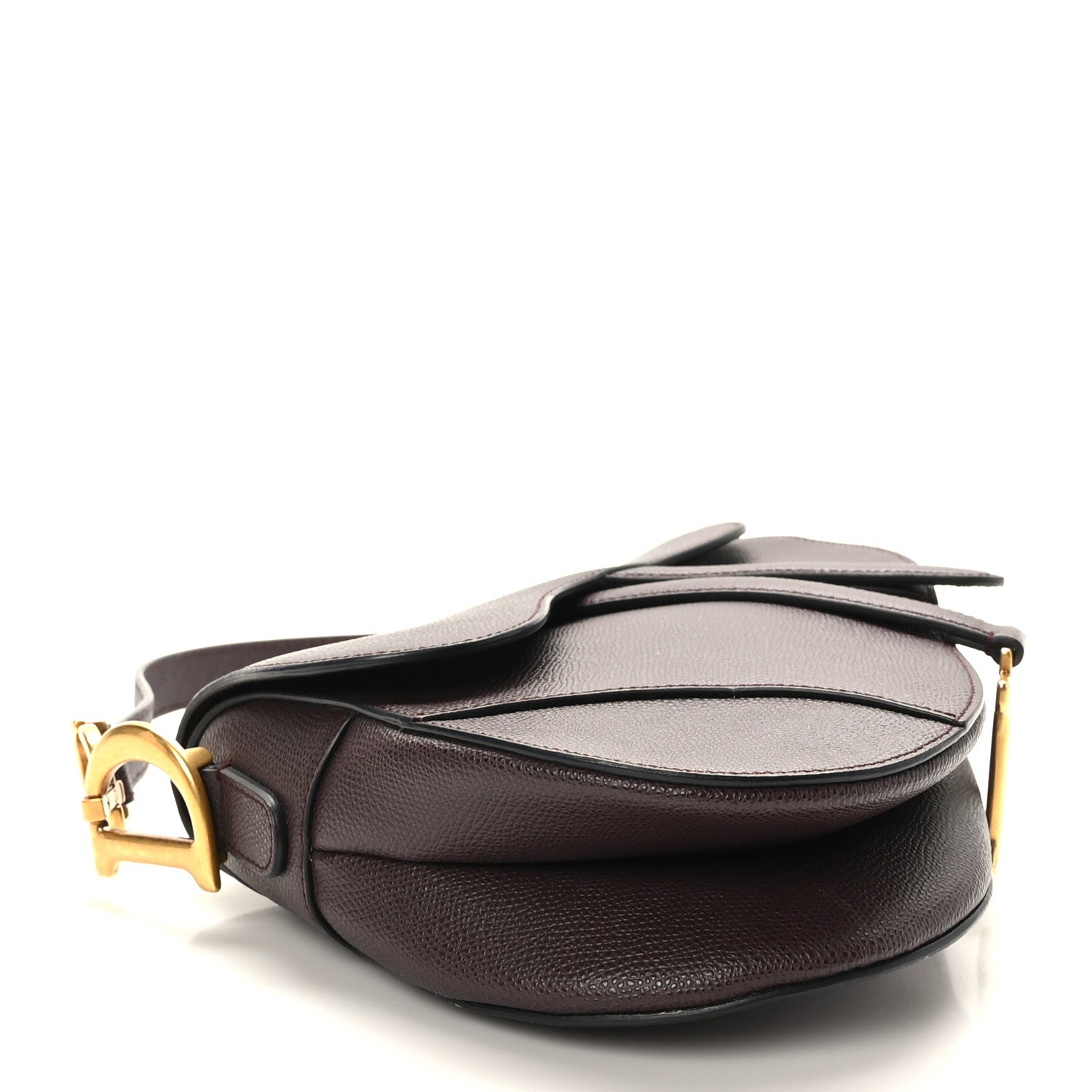 Christian Dior Grained Calfskin Saddle Bag Burgundy 4 of 9