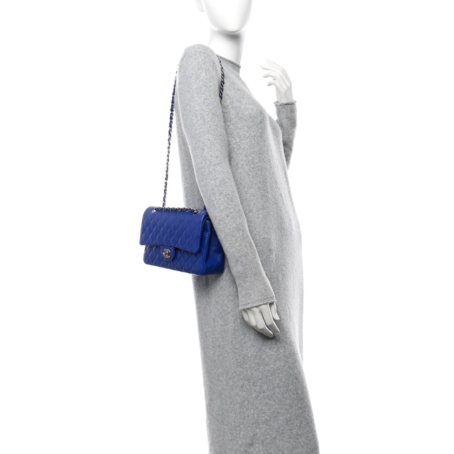Chanel Lambskin Quilted Medium Double Flap Blue 2 of 10