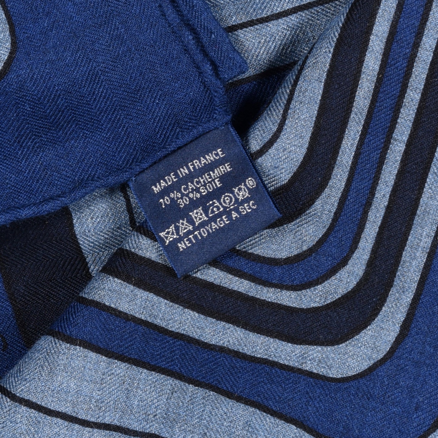 Cashmere Silk Pegase Paysage Shawl 140 Bleu Chine Marine