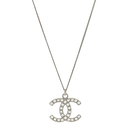 Chanel Baguette Crystal CC Necklace Silver 1 of 3