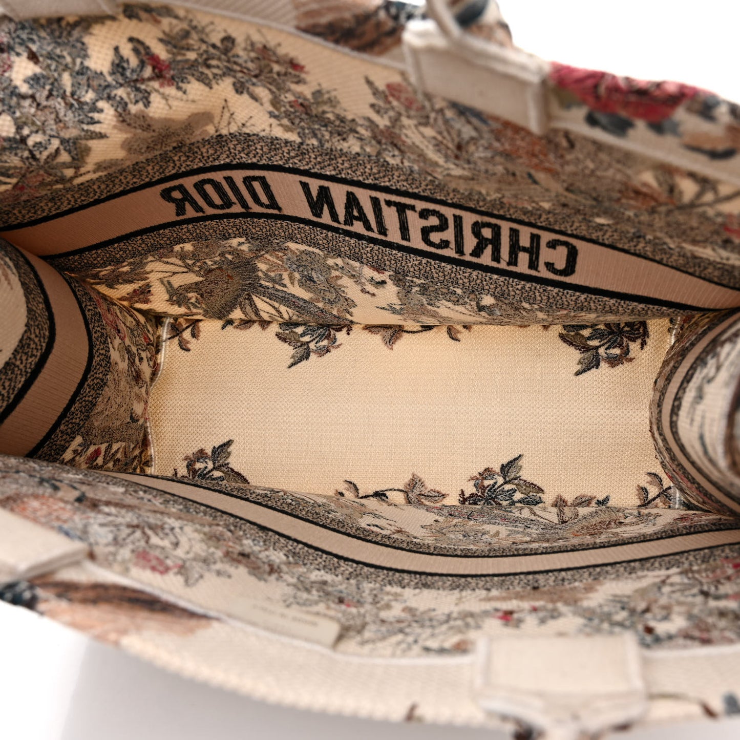 Canvas Embroidered Large Jardin D'Hiver Book Tote Latte Multicolor