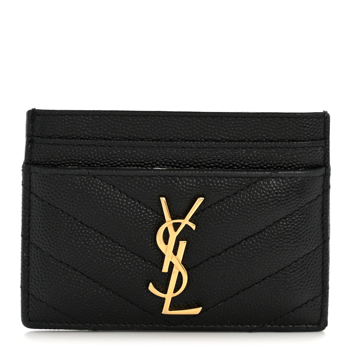 Grain De Poudre Matelasse Chevron Monogram Credit Card Case Black