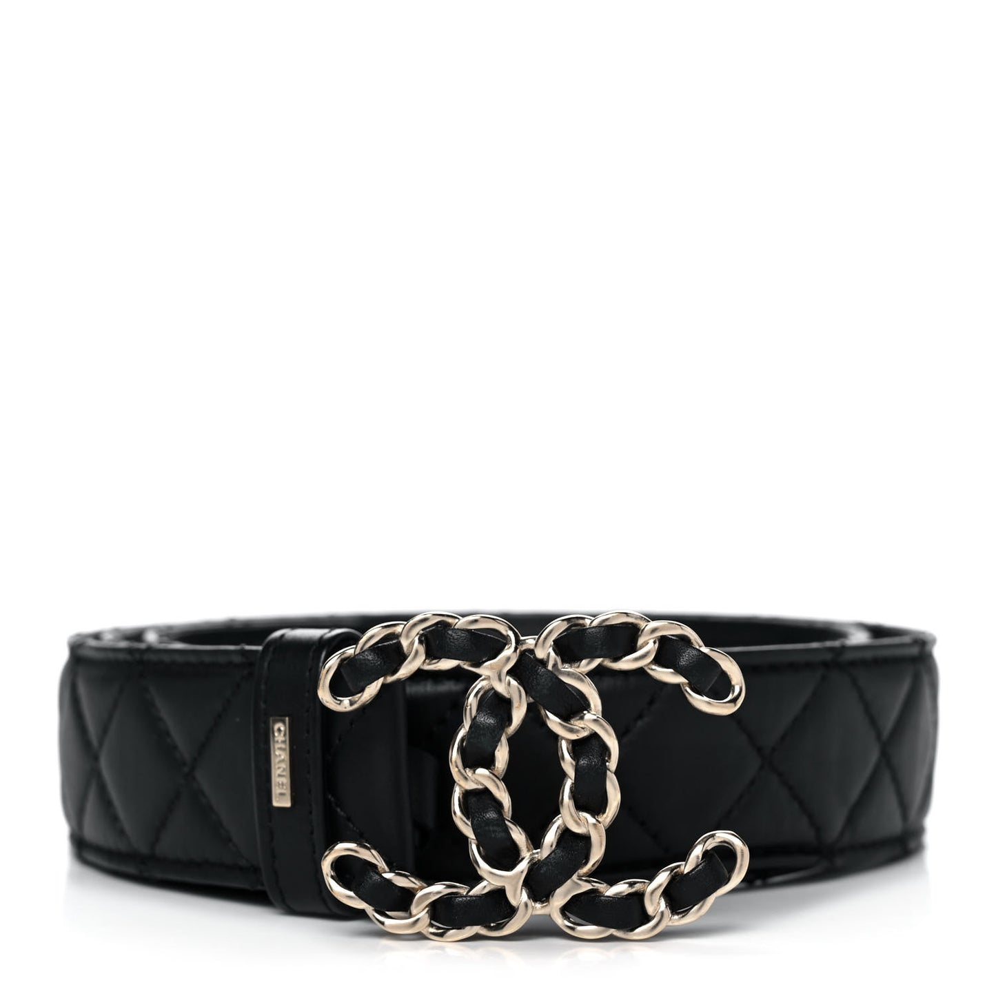 Lambskin Quilted CC Chain Belt 85 34 Black