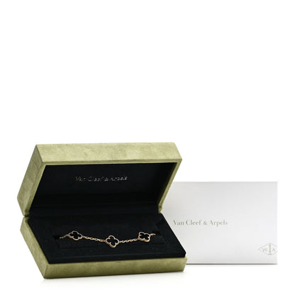 Van Cleef & Arpels 18K Yellow Gold Black Onyx 5 Motifs Vintage Alhambra Bracelet 5 of 5