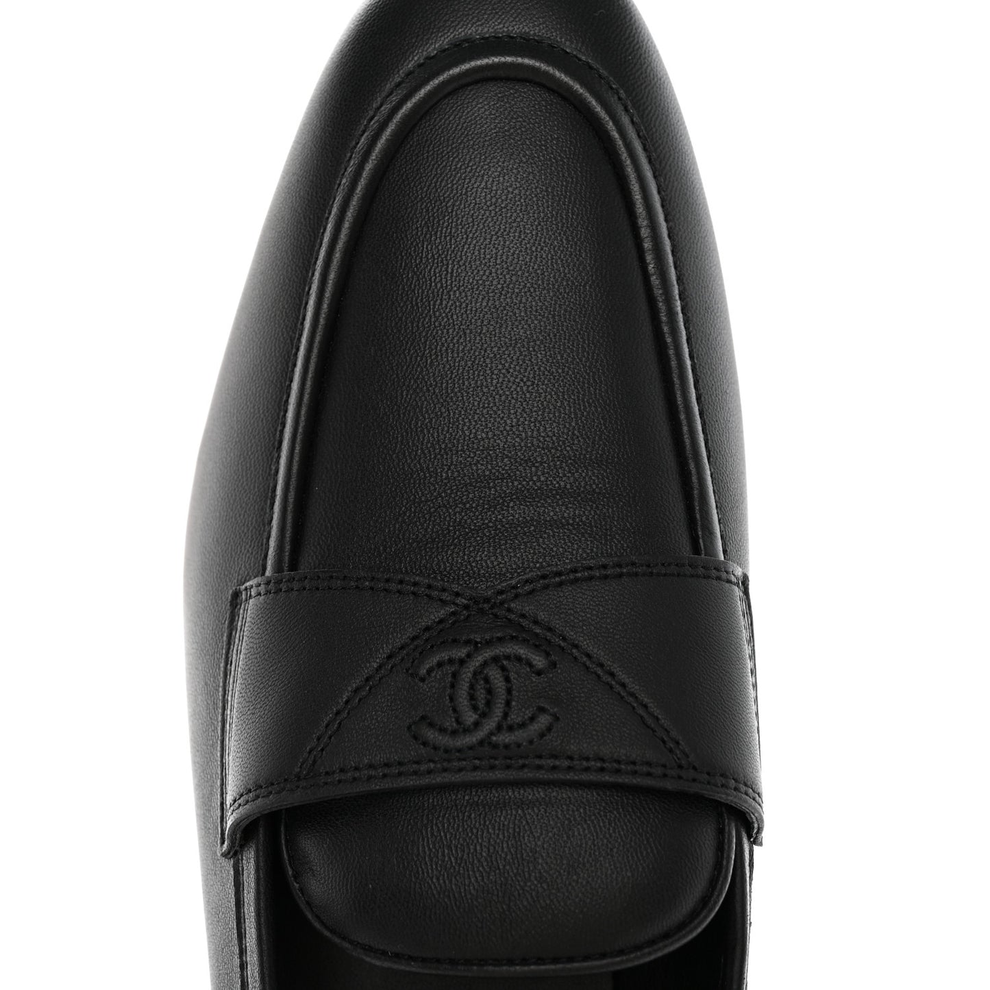 Calfskin Mens Stitched CC Loafers 43 Black