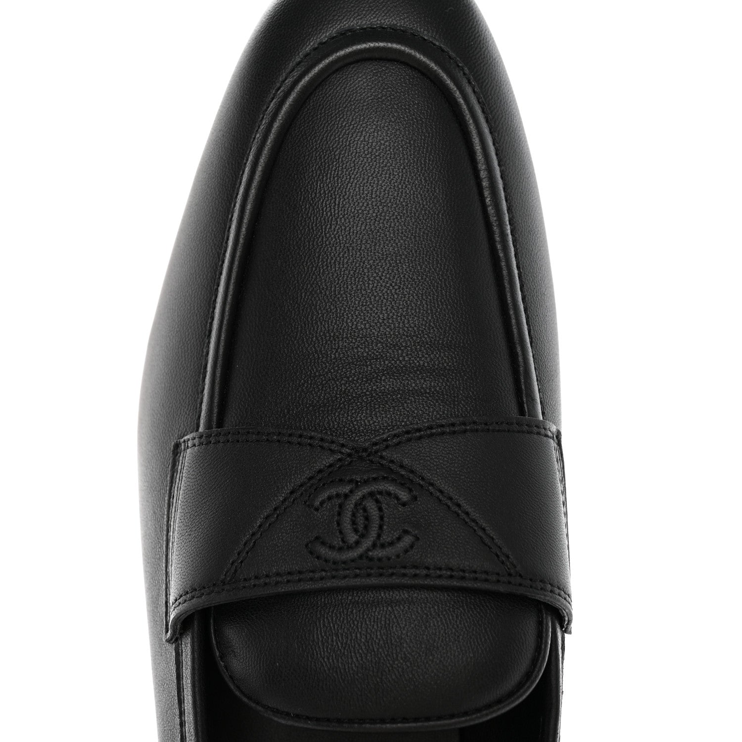 Chanel Calfskin Mens Stitched CC Loafers 43 Black 10 of 11