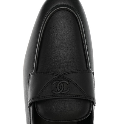 Chanel Calfskin Mens Stitched CC Loafers 43 Black 10 of 11