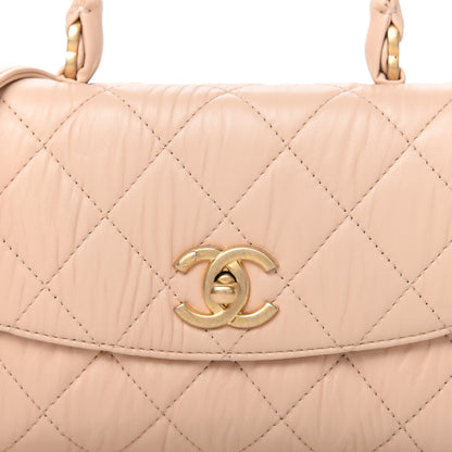 Chanel Crumpled Lambskin Quilted Mini CC Links Top Handle Flap Beige 10 of 10