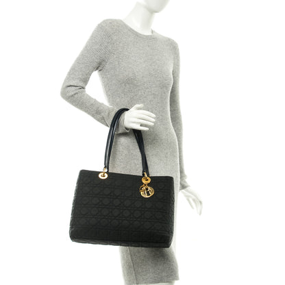 Christian Dior Nylon Cannage Large Lady Dior Tote Black Navy 2 of 6