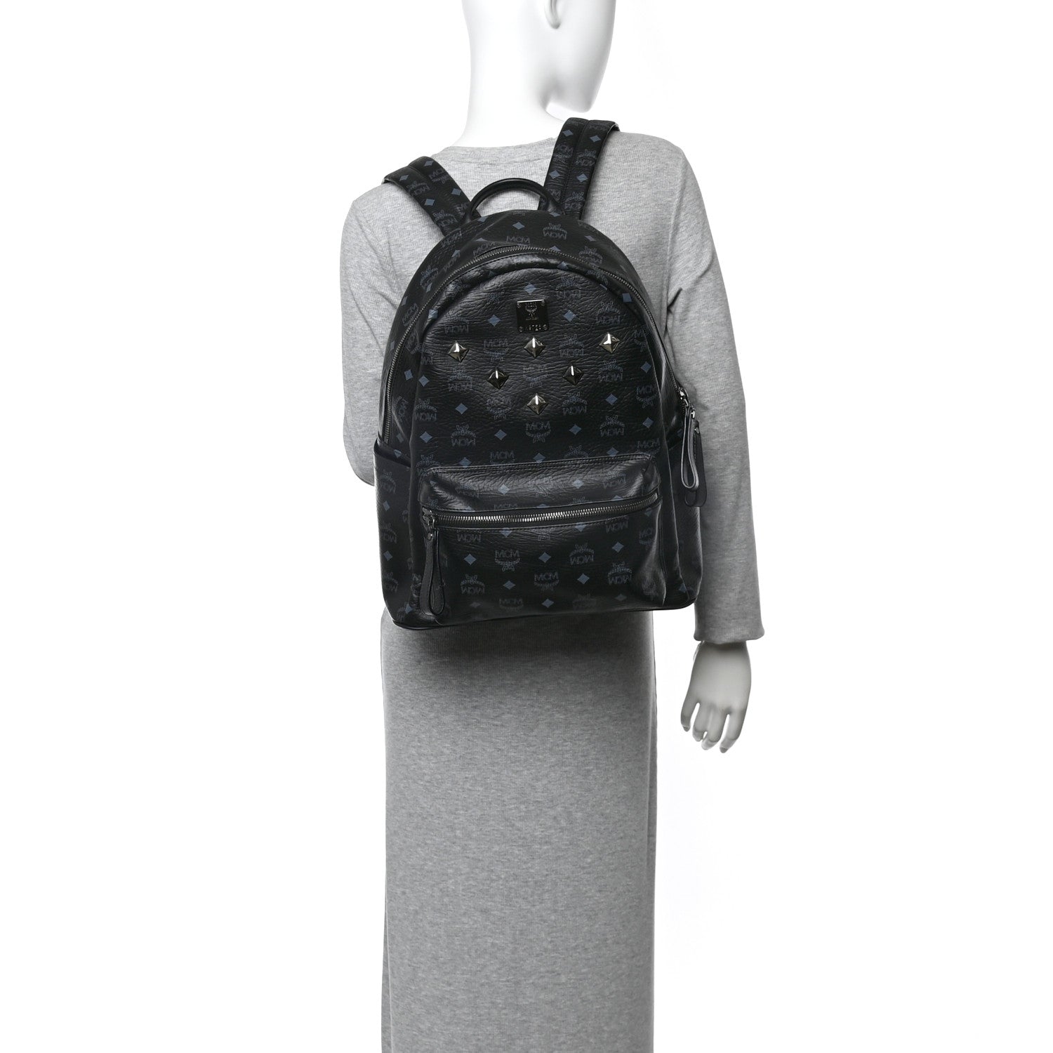 MCM Visetos Medium Sprinkle Stud Stark Backpack Black 1824011