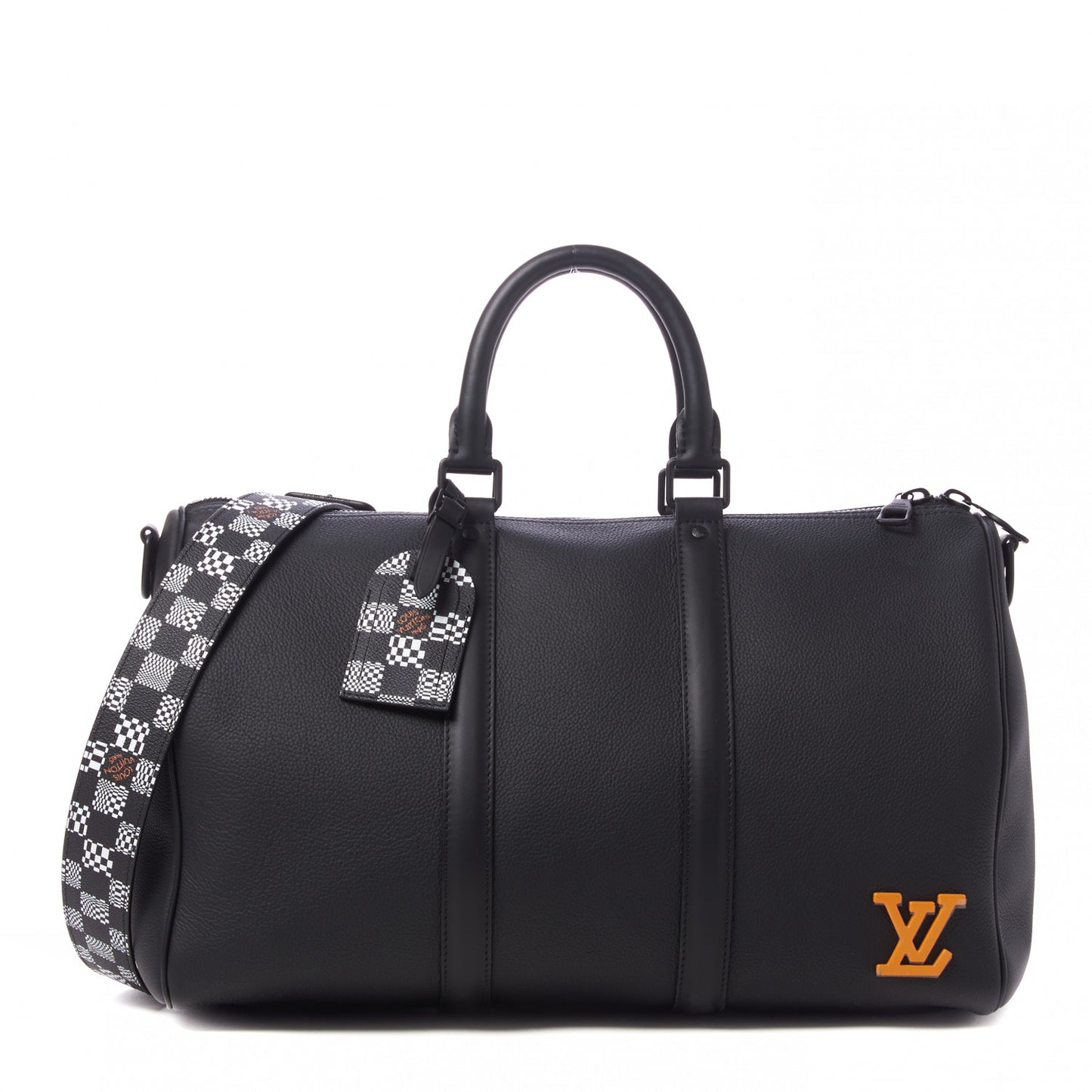 Calfskin Damier Distorted Keepall Bandouliere 40 Black
