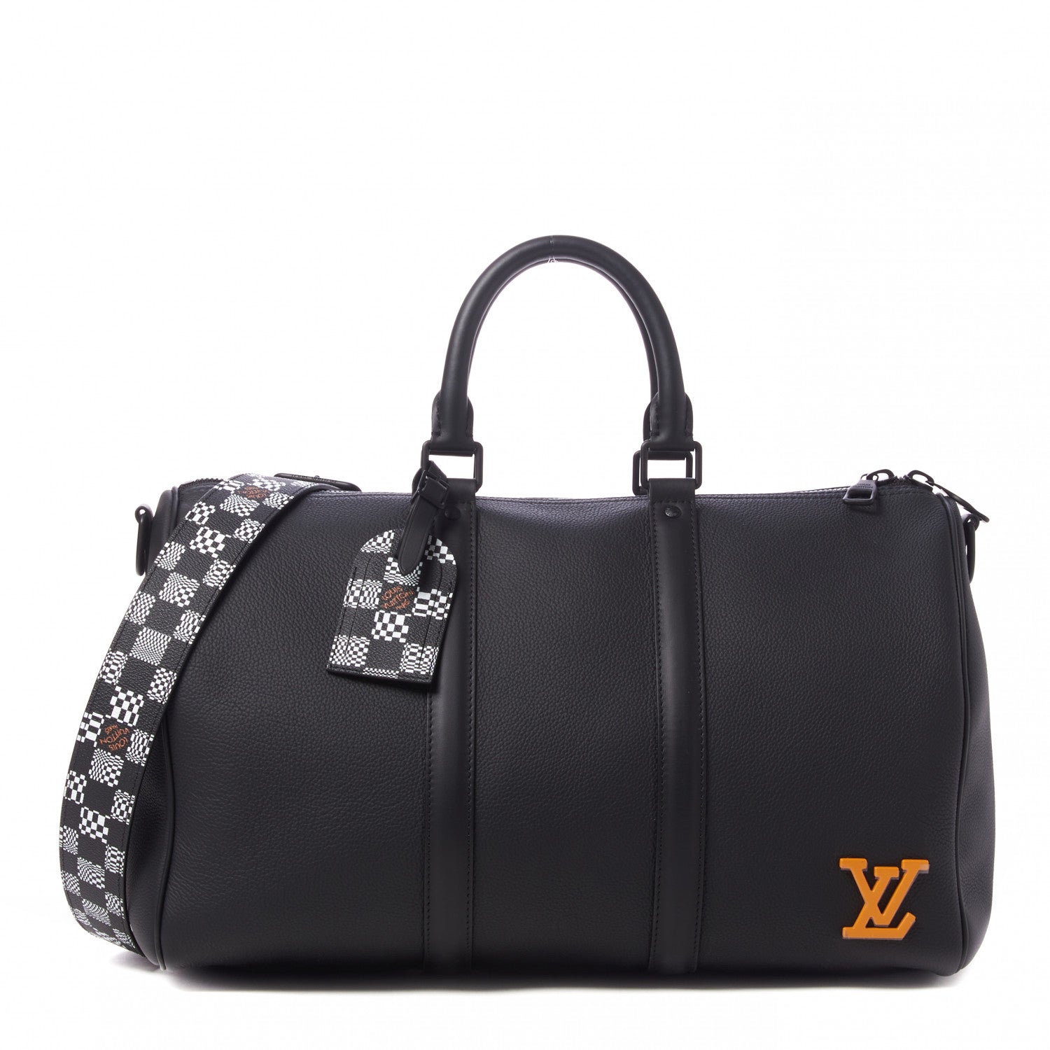 Louis Vuitton Calfskin Damier Distorted Keepall Bandouliere 40 Black 1 of 8