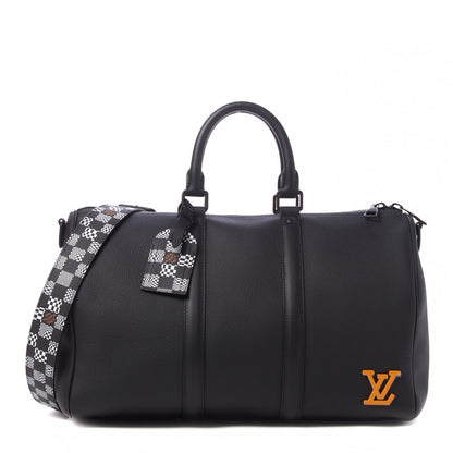 Louis Vuitton Calfskin Damier Distorted Keepall Bandouliere 40 Black 1 of 8
