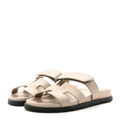 Hermes Calfskin Womens Chypre Sandals 38 Beige Mastic 3 of 10