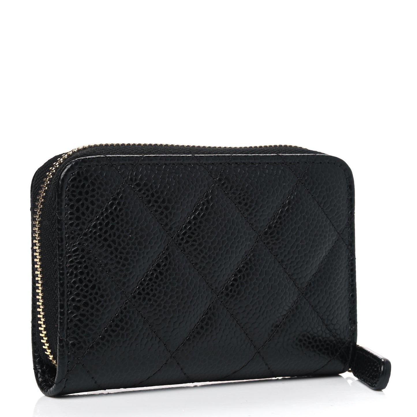 Caviar Quilted Zip Coin Purse Black
