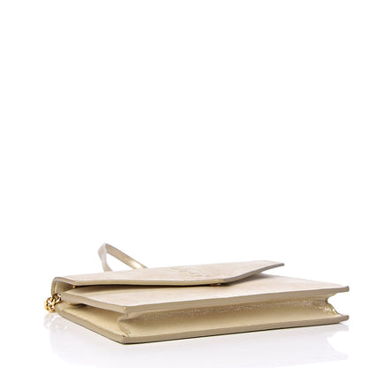 Saint Laurent Metallic Fabric Monogram Envelope Chain Wallet Light Gold 4 of 14