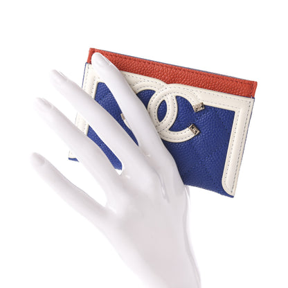 Chanel Caviar Quilted Filigree Card Holder Blue White Red 2 of 8