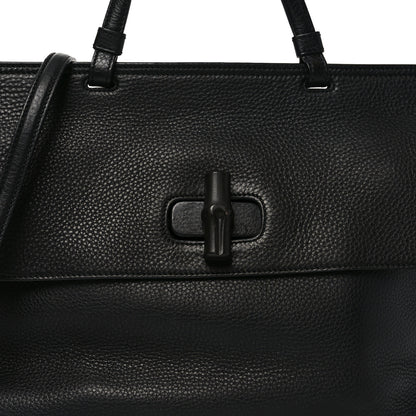 Gucci Cellarius Calfskin Large Bamboo Daily Top Handle Bag Black 7 of 9
