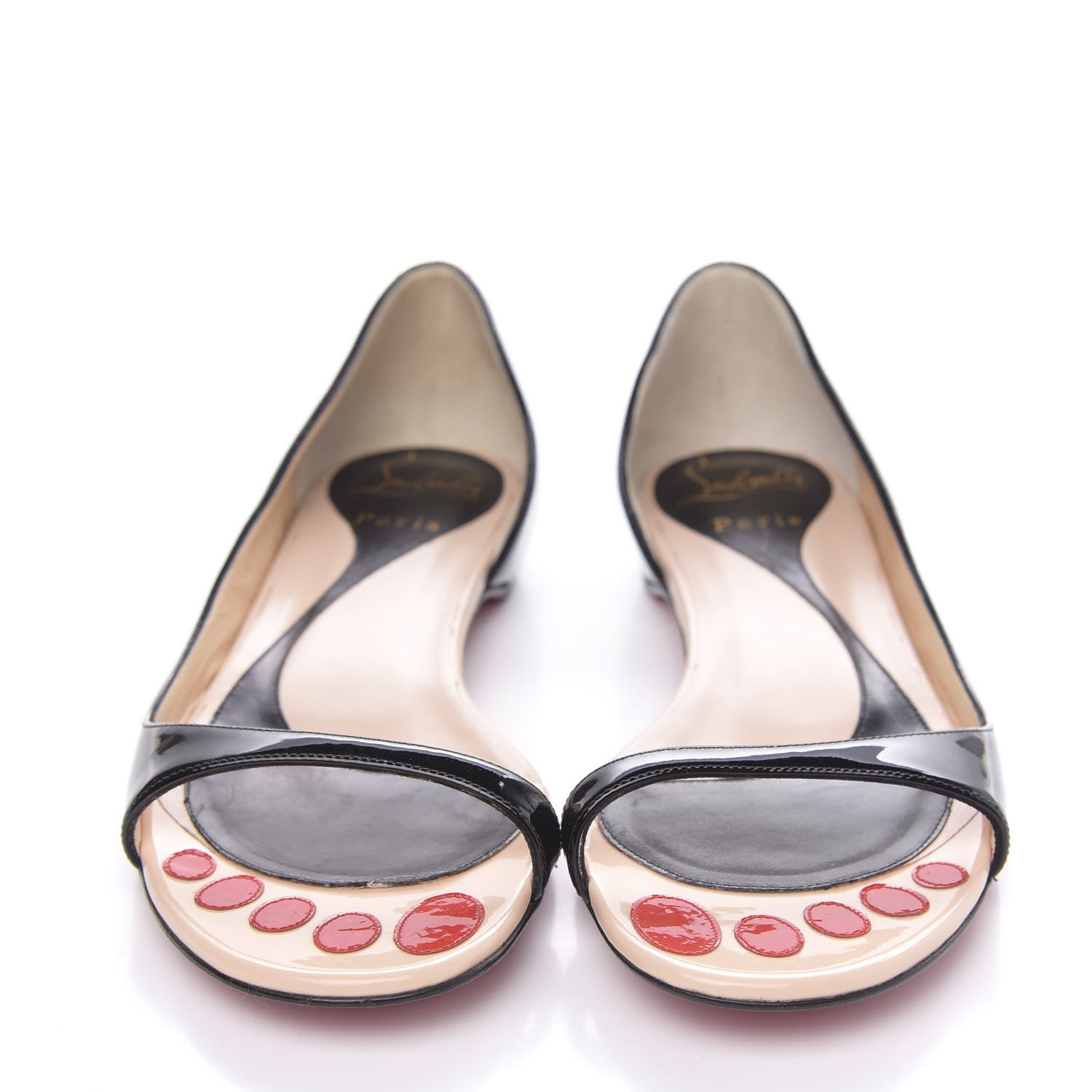 Christian Louboutin Patent Toboggan Peep Toe Ballerina Flats 35.5 Black 3 of 8